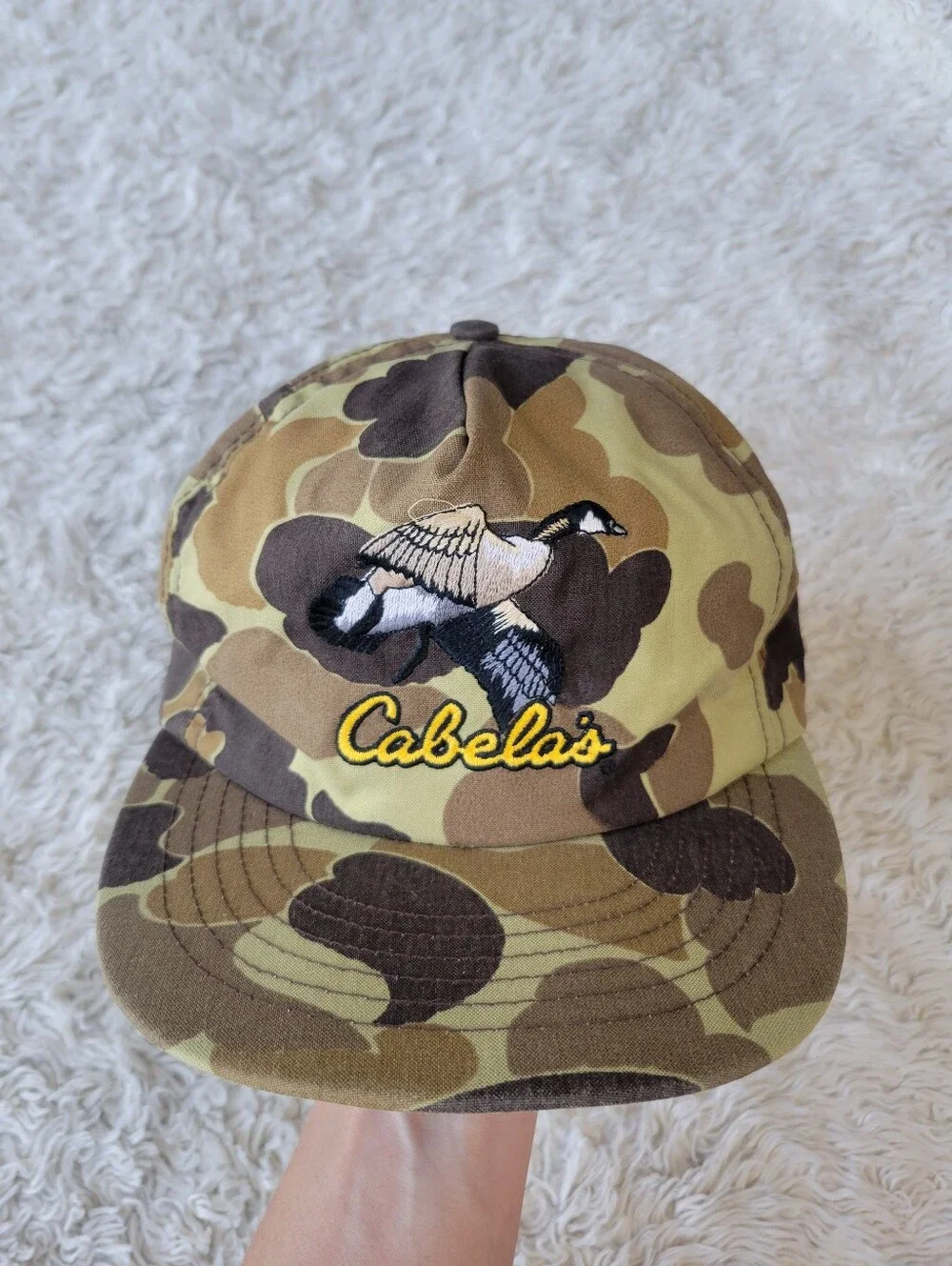 Vintage Cabelas Hat Mens Medium Cap Ear Flap Insulated Camo Winter USA Made